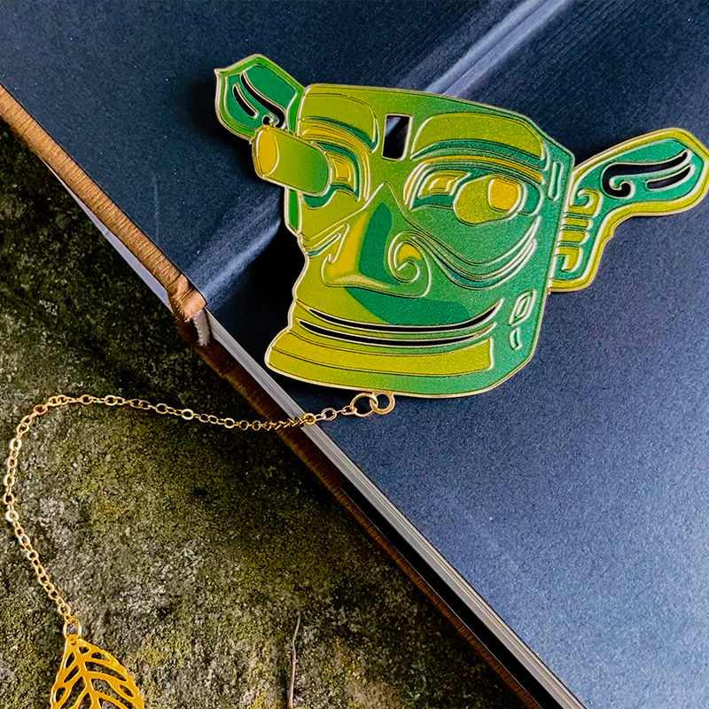 三星伴月【叶落文章处】三星堆金属镂空创意学习文具书签,淘宝优惠券,粉丝福利购,淘宝优惠卷