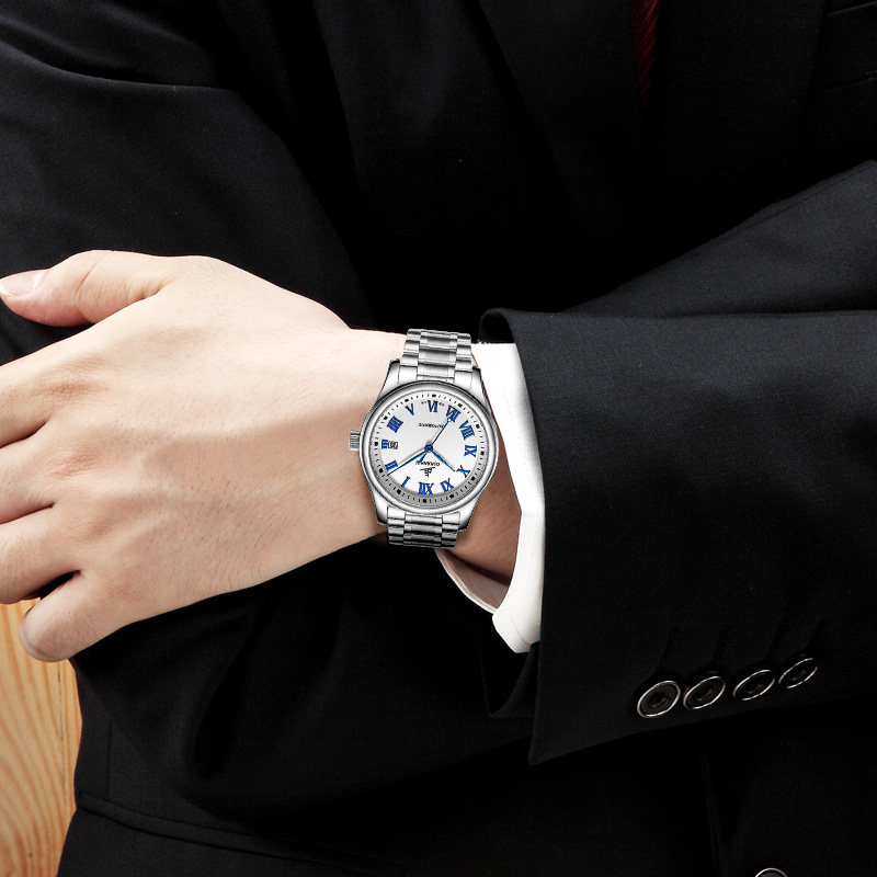 上海老乱牌自动男士全钢简约罗马 老乱国产腕表