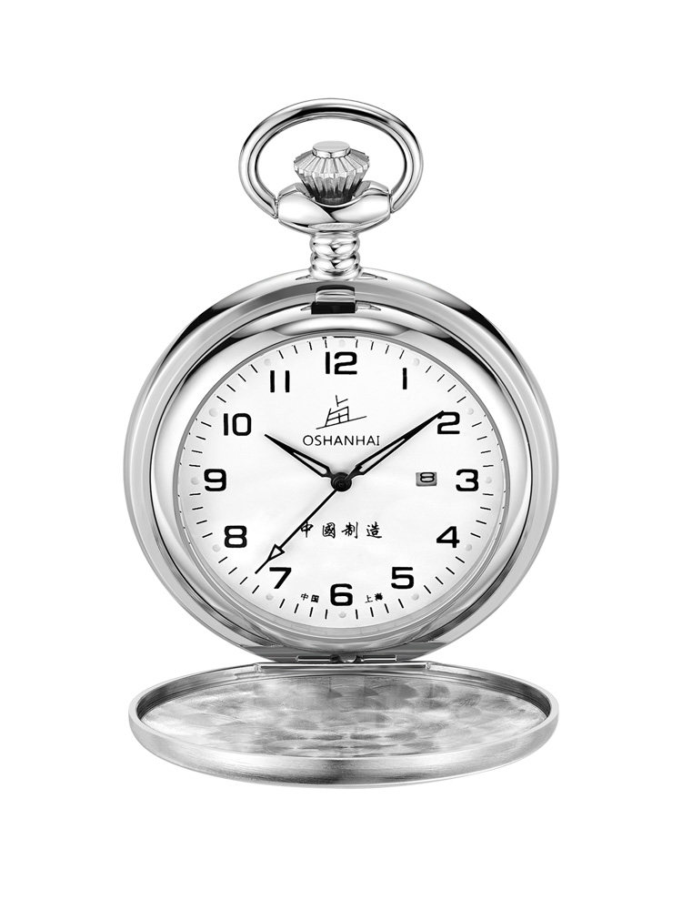 上海老乱日历石英大数字夜光怀表 老乱国产腕表