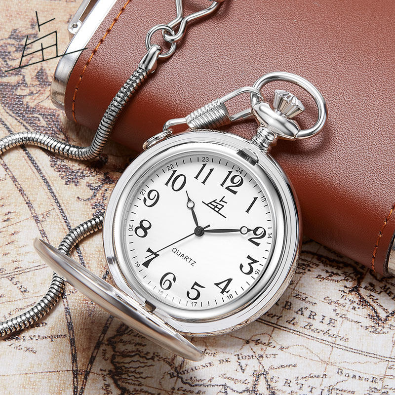 上海老乱复古全钢石英大数字怀表 老乱国产腕表