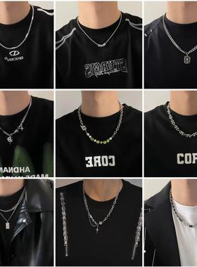 玛瑙竹节男生项链小众设计嘻哈男款颈链复古风女高级感锁骨链男士