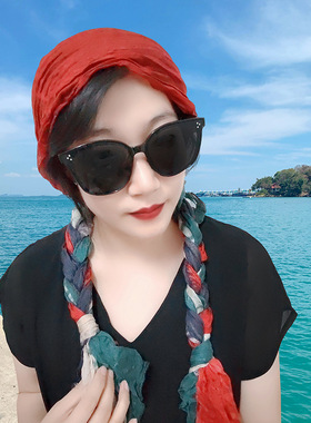 麻花辫丝巾压皱发辫子头巾围巾