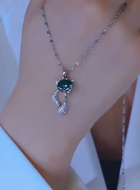 银色小狐狸吊坠项链女网红爆款