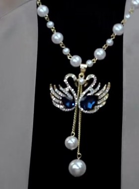 高级感满钻天鹅项链网红爆款长款时尚洋气珍珠毛衣链女2022新款潮