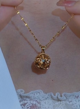 超仙咖色满钻项链女网红爆款轻奢气质百搭高级感小众设计项链女