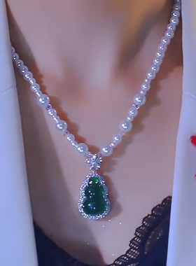 新中式如意吉祥绿色葫芦项链