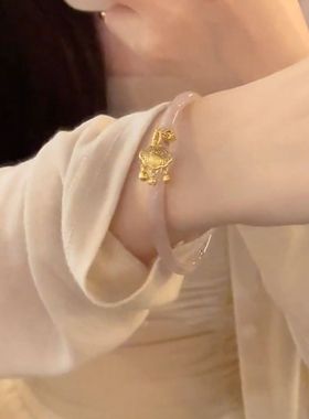 古风平安锁一步一响手镯女网红爆款轻奢小众设计感时尚精美手镯女