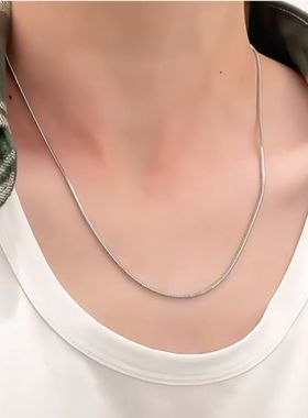 简约银色蛇骨链项链网红爆款轻奢气质百搭素链美式嘻哈女锁骨链女