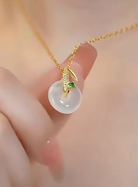 超仙竹节白色平安扣项链女网红爆款气质高级感宫廷饰品颈链锁骨链