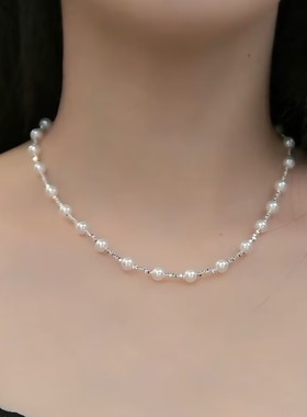 新款碎银子珠珠项链女网红爆款轻奢小众设计高级感配饰精美项链女