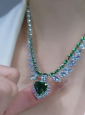 轻奢小众拼色麦穗爱心项链女