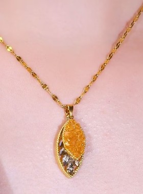 韩国双层郁金香水滴项链女网红爆款小众设计感气质百搭精美项链女