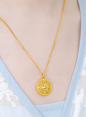 高级感八宝罗盘圆形项链女网红爆款轻奢气质百搭小众设计感项链女