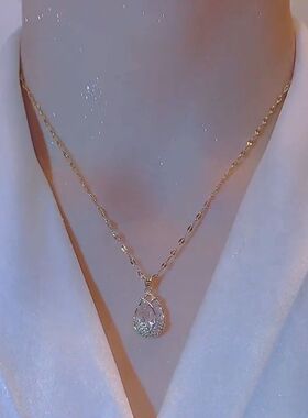 高级感郁金香吊坠项链女抖音日韩轻奢气质温柔锁骨链女2022新款潮