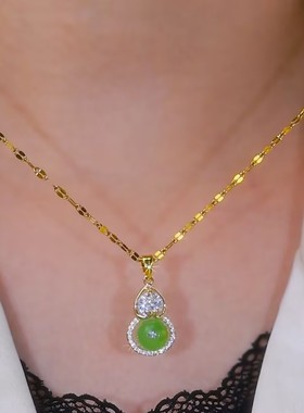 中国风幸运绿色葫芦项链女网红爆款轻奢气质百搭小众设计感项链女