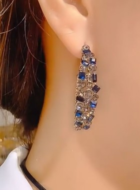 欧美夸张水钻C圈耳环高级感轻奢气质巴洛克个性独特设计港风耳圈