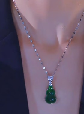 新中式满绿福禄葫芦吊坠项链