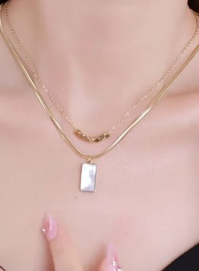 十方牌双层叠戴项链女网红爆款轻奢气质百搭小众设计感精美项链女