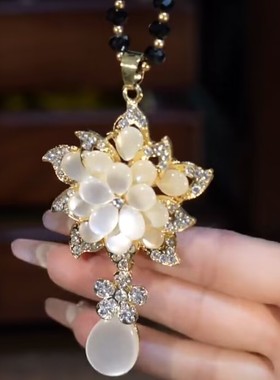 韩版时尚水晶花朵毛衣链复古百搭长款民族风项链女衣服挂件配饰品
