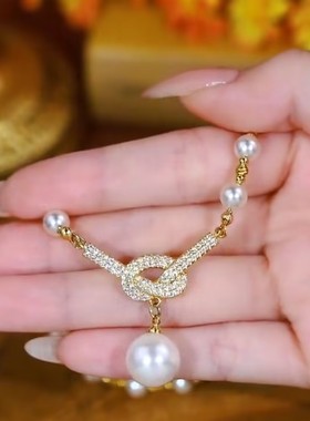 高级感满钻珠珠项链女韩气质时尚百搭设计感爆款轻奢精美项链女