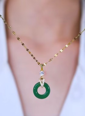 新中式绿色平安扣项链