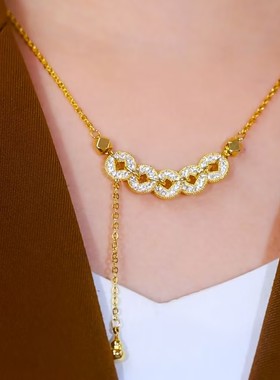 新款时尚五帝钱盘缠项链网红爆款轻奢高级感小众设计感精美项链女