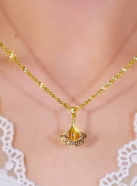 新款美拉德银杏叶项链女网红爆款轻奢气质百搭时尚精美项链女