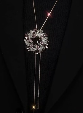 秋冬可抽拉圆形彩色毛衣链时尚气质百搭小众设计感精美挂件毛衣链