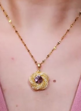 高级感金色缠绕网状项链女网红短款时尚轻奢气质小众设计感项链