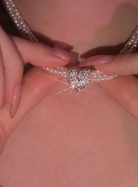 微镶爱心带钻项链女2022年新款