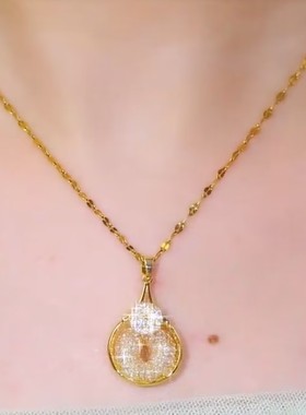 2024新款网状水晶圆圈项链女网红爆款轻奢气质百搭小众设计感项链