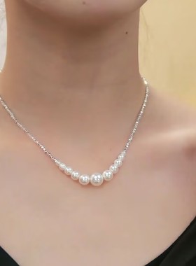 新款大小珠渐变珠珠项链