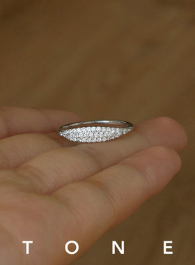 TONE 珠宝工艺 S925通体纯银满镶高碳钻戒指 气质高级感精致叠戴