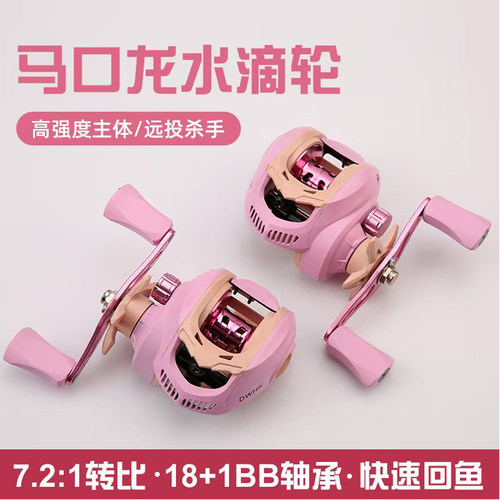 纺车轮路亚渔轮全金属微物泛用线杯海杆轮马卡龙海钓轮粉色鱼线轮 - 图2