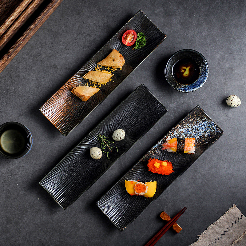 寿司日料盘子长方形日式陶瓷餐具船形碟子西餐盘创意鱼盘家用新款 - 图0