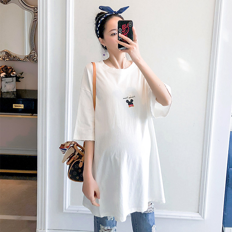 孕妇套装夏季宽松短袖牛仔裤上衣 娇馆套装