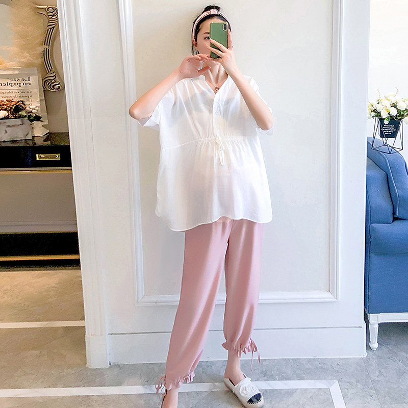 孕妇装夏时尚款夏季外出休闲裤子 娇馆套装