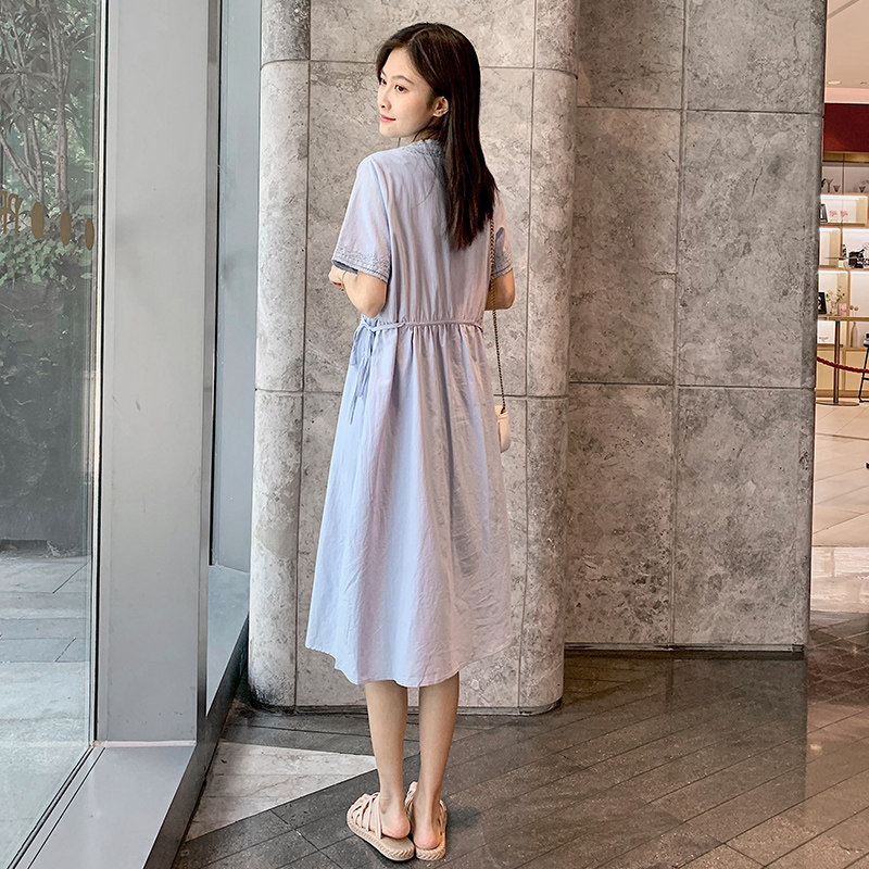 孕妇2021夏装新款宽松长款潮连衣裙 毫米熊连衣裙