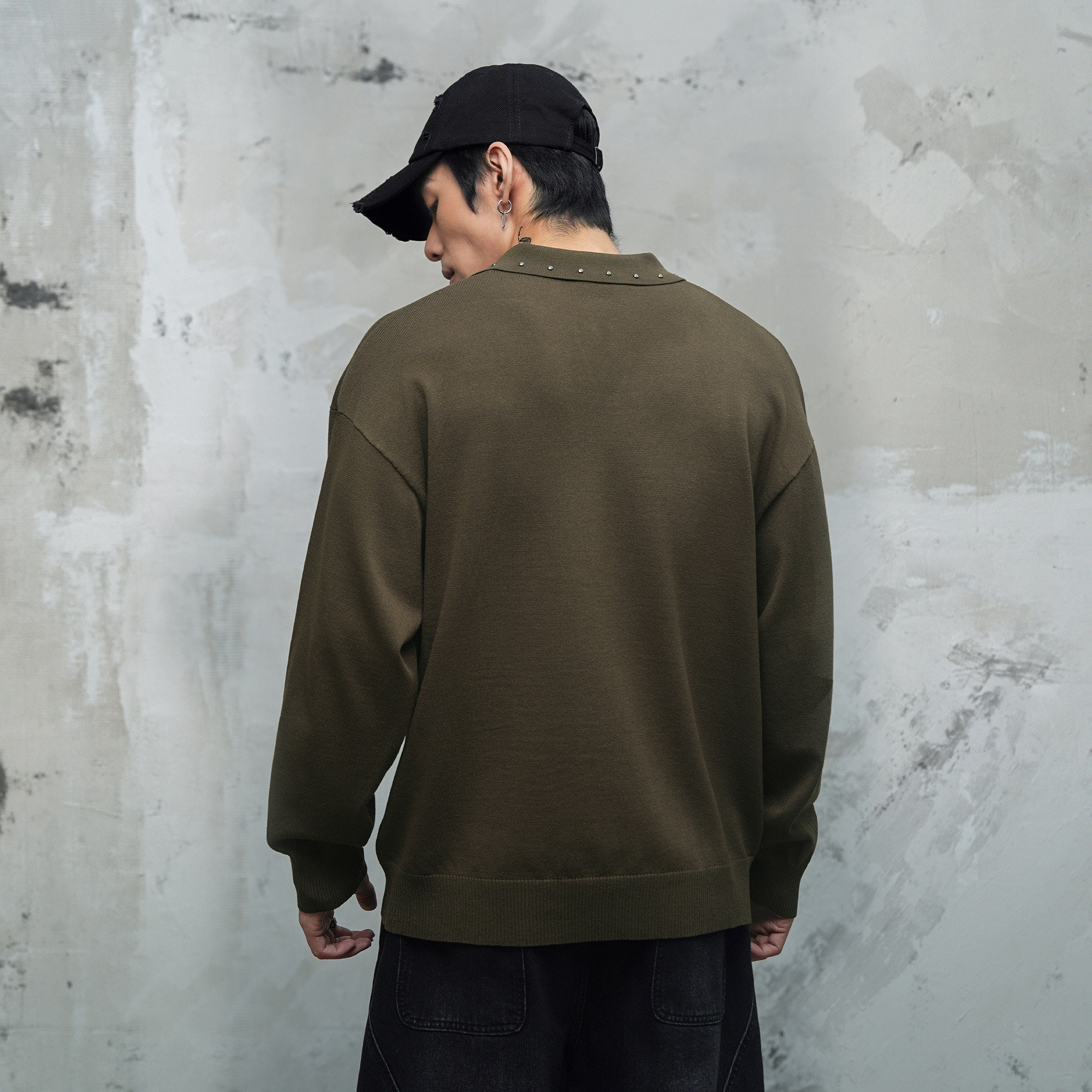 鹿家门宽松大码长袖POLO衫男清爽透气毛织打底衫运动健身长袖T恤,淘宝优惠券,粉丝福利购,淘宝优惠卷