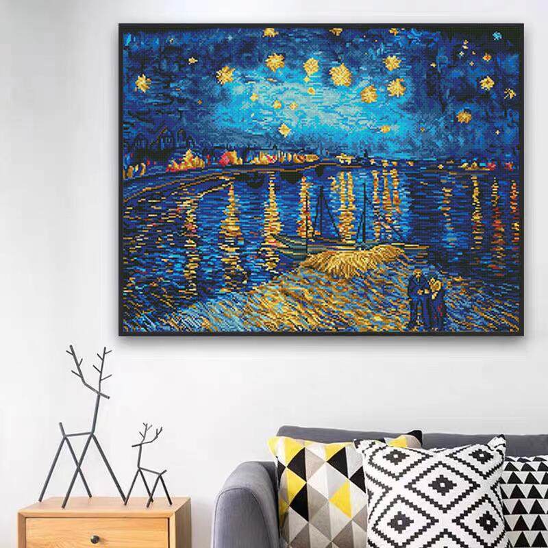 梵高星空2026年新款水晶钻石画满钻点钻十字绣客厅世界名画砖石秀,淘宝优惠券,粉丝福利购,淘宝优惠卷