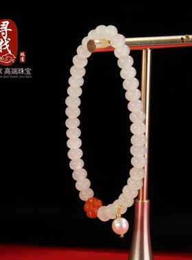 #和田玉晴水手链#6mm搭配南红