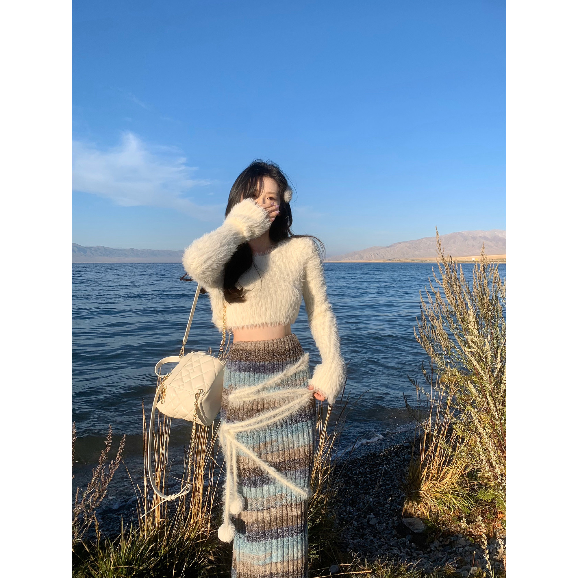 一颗甜桃yikett《柏林之恋》短款长袖仿貂绒针织上衣针织半身裙女,淘宝优惠券,粉丝福利购,淘宝优惠卷