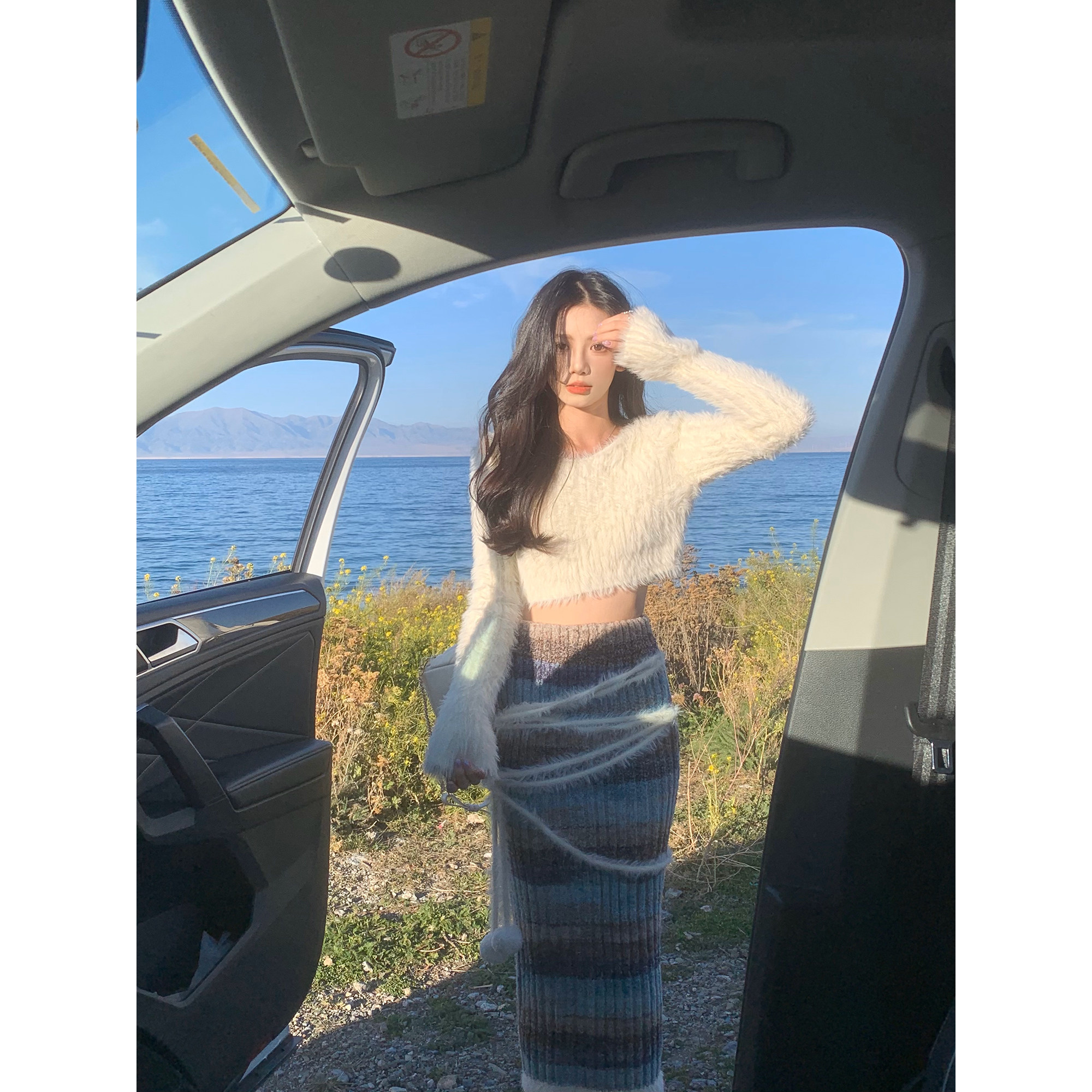 一颗甜桃yikett《柏林之恋》短款长袖仿貂绒针织上衣针织半身裙女,淘宝优惠券,粉丝福利购,淘宝优惠卷