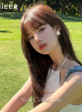 Lnieer999纯银针山茶花耳钉女