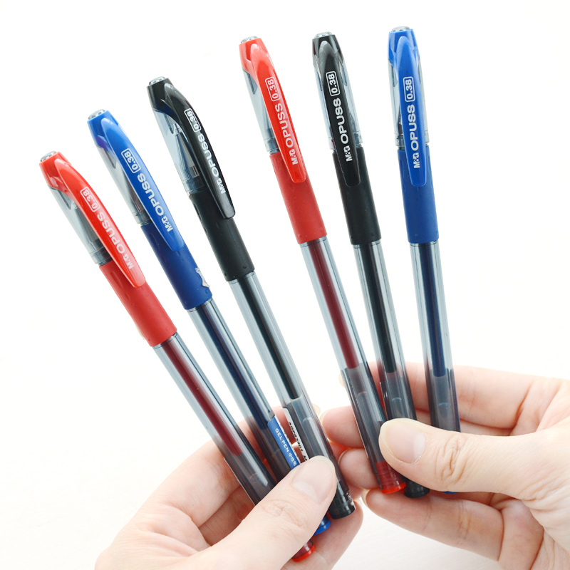 晨光AGP63201黑水晶中性笔0.38mm蓝黑红色水笔签字笔红全针管办公 - 图2