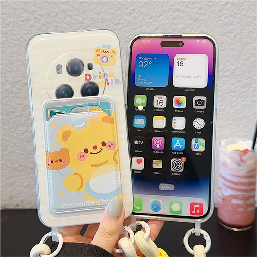 适用华为荣耀magic7pro手机壳play9t黄油mgaic6至臻版play5小熊play4卡包9c卡套3带手链6t挂绳7t可爱5t卡通女 - 图1