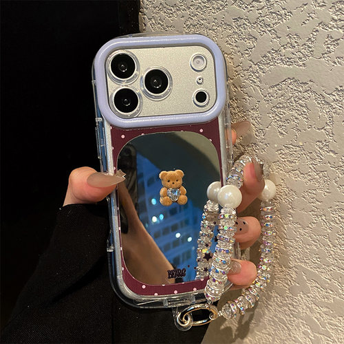 镜面钻石小熊适用oppoa6pro手机壳a6max卡通a6gt立体a6i带a5a3挂链a2x镜子r17亚克力r15补妆镜a93s硅胶a72a58 - 图1