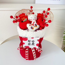 New Years New Year New Year bouquet finished products New Chinese New Year decorations Swing pieces Fortune Cat Festive Doll Cartoon Bouquet for Girls