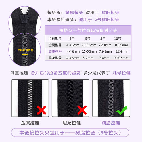 彩色拉链头树脂齿5号金属拉头书包卫衣外套羽绒服裤子配件拉锁头 - 图1