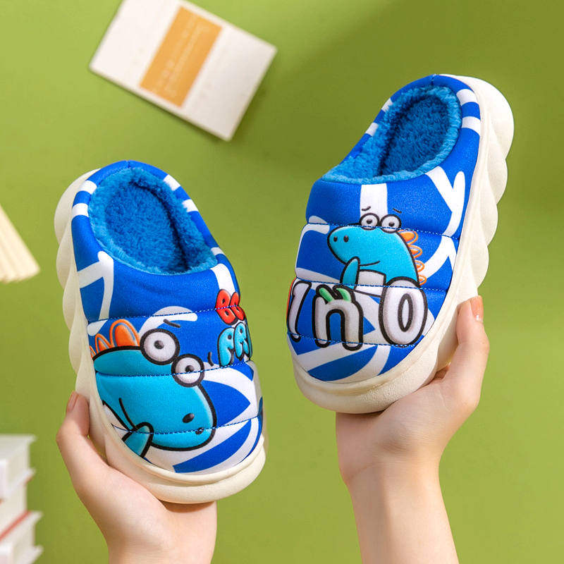 冬季儿童棉拖鞋男童女童大童卡通保暖防滑小孩厚底室内居家宝宝拖